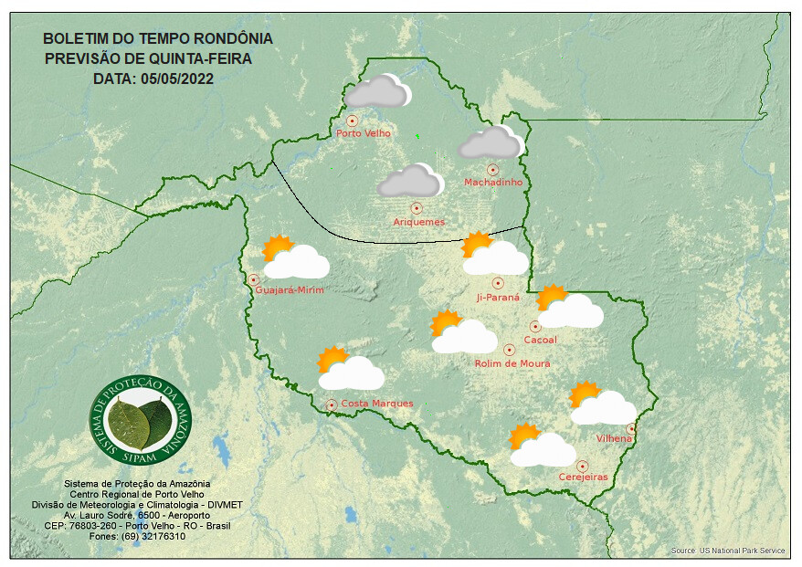 Temperaturas seguem amenas nesta quinta-feira em Rondônia e sem chuvas
